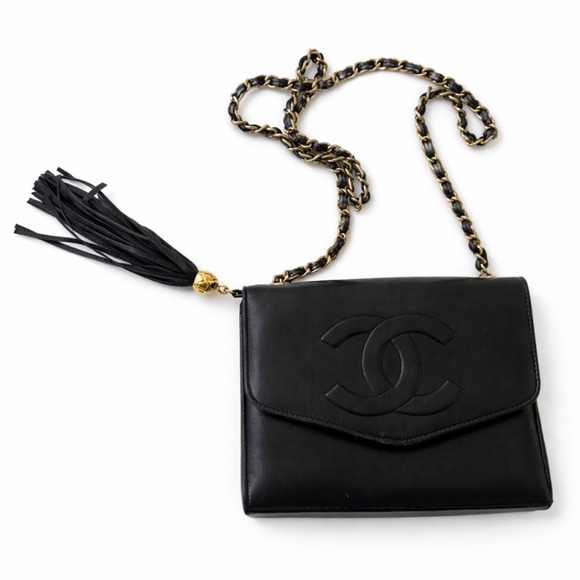 CHANEL Handbags - Chanel Black Crossbody Bag with Chain and Tassel